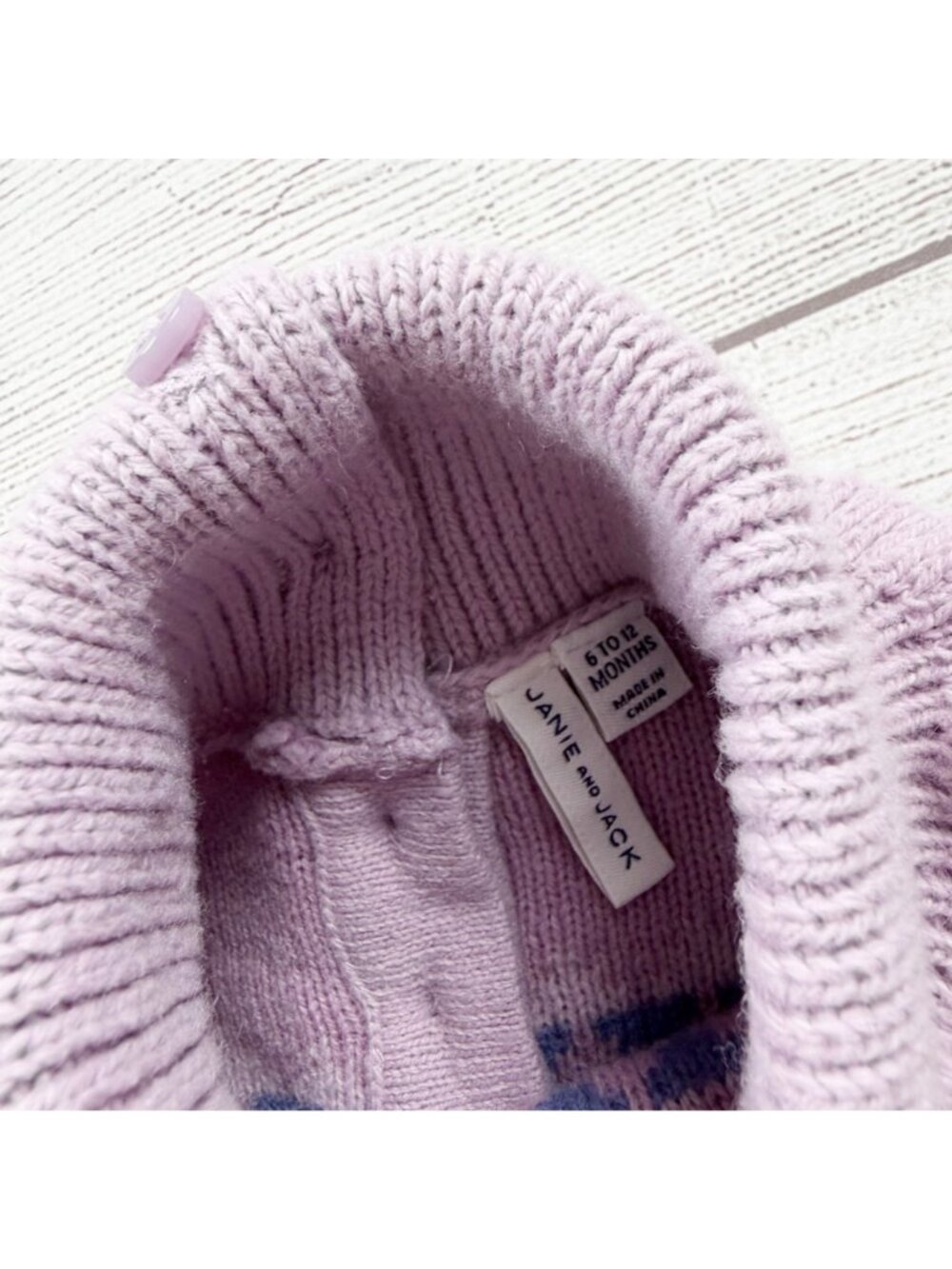 Janie And Jack Knit Sweater Dress Purple White Fair Isle Design 6-12 Months - Picture 2 of 4